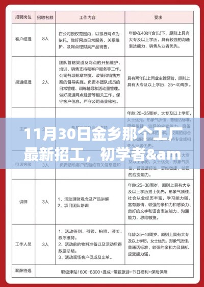 11月30日金乡工厂最新招工指南,初学者与进阶用户全流程应聘指南